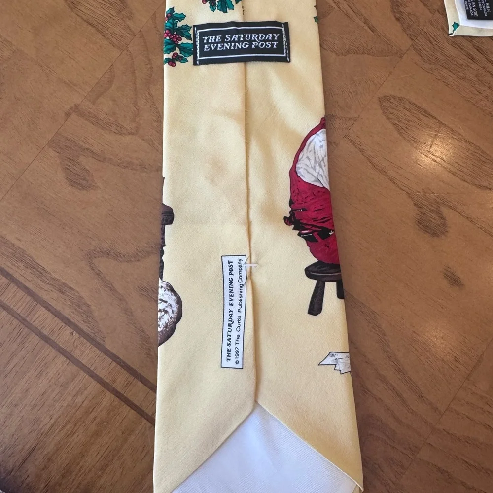 The Saturday Evening Post Mens Vintage 1997 Santa Elves letters ‎ Christmas tie